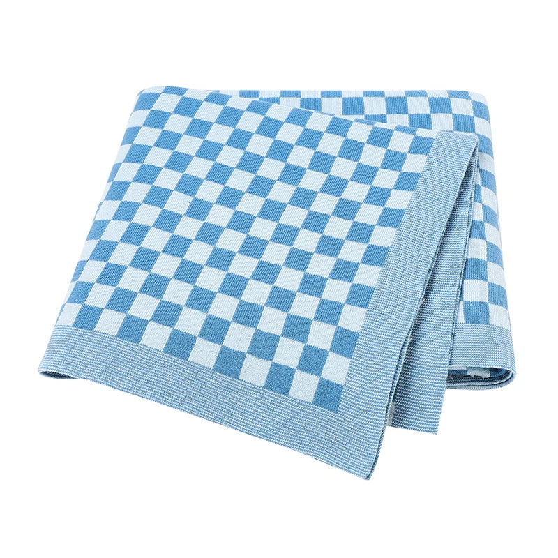 PlaidSnuggle Cotton Baby Blanket – Soft Knit Crib & Stroller Wrap