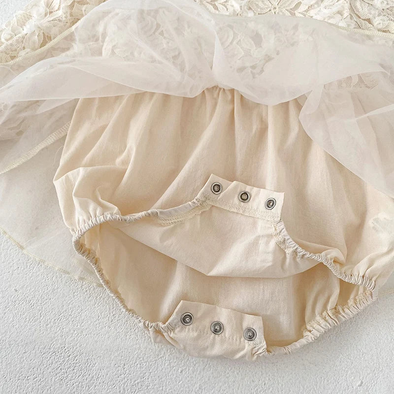 LullaMesh Romper – Soft Cotton & Mesh Baby Girl Jumpsuit