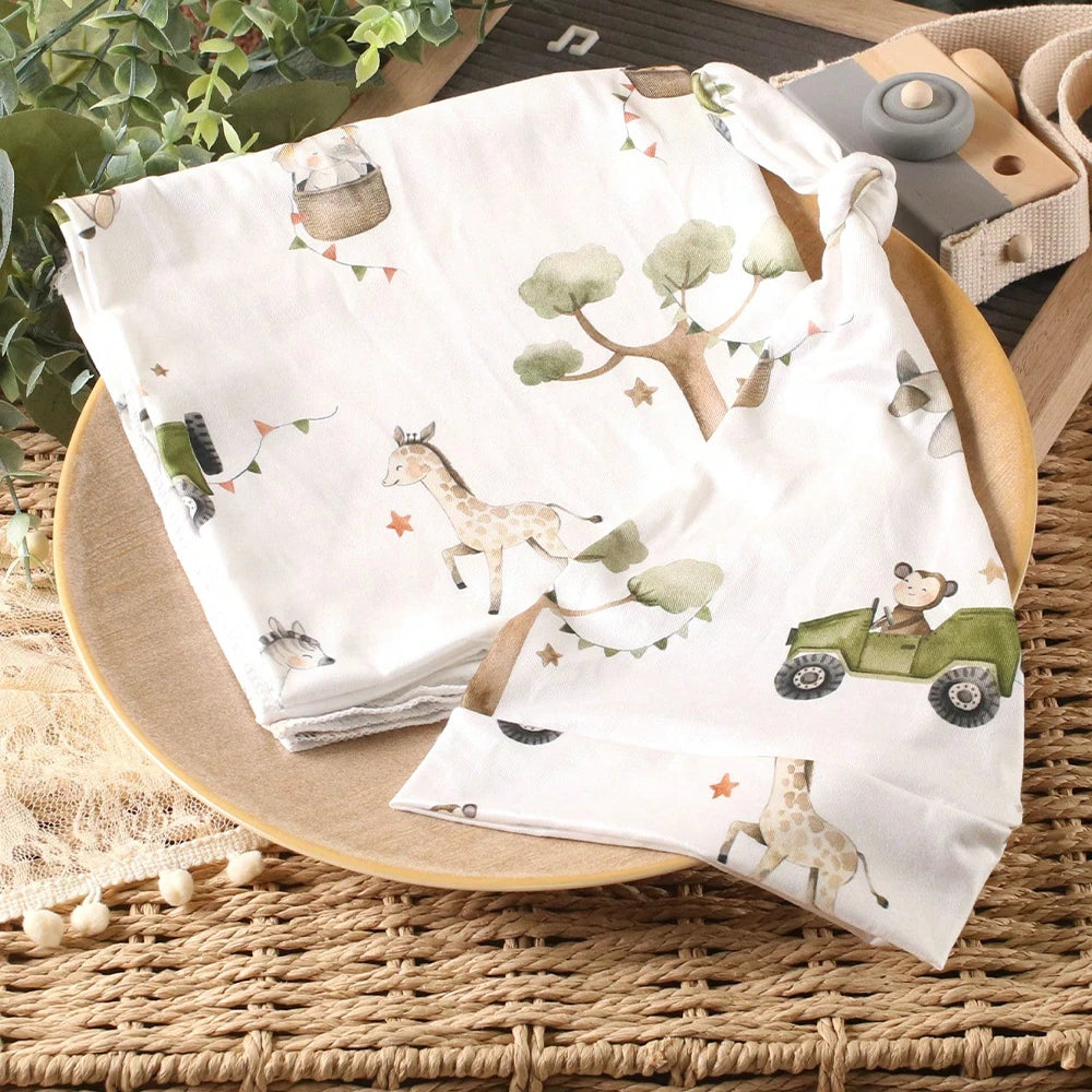 CubWrap – Bear Print Swaddle & Hat Set