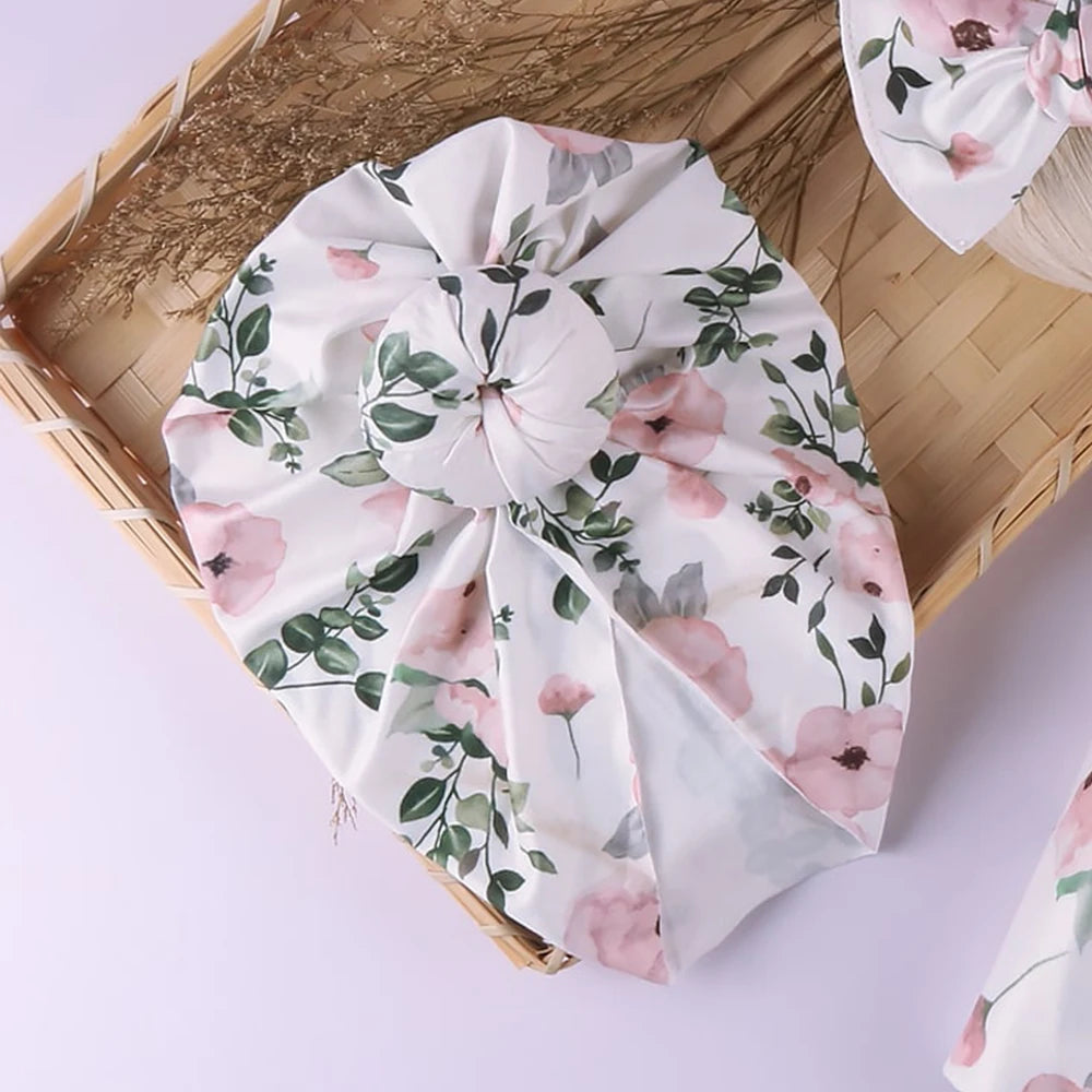 SnugNest Set – Swaddle, Hat & Headband Photo Wrap