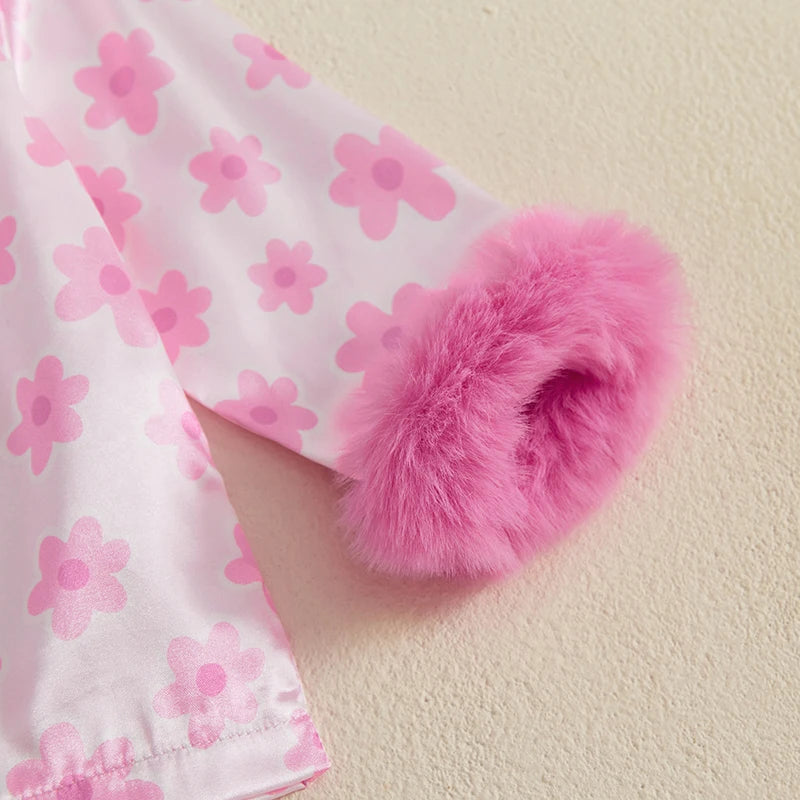 Lovella – Floral Plush Pajamas for Girls