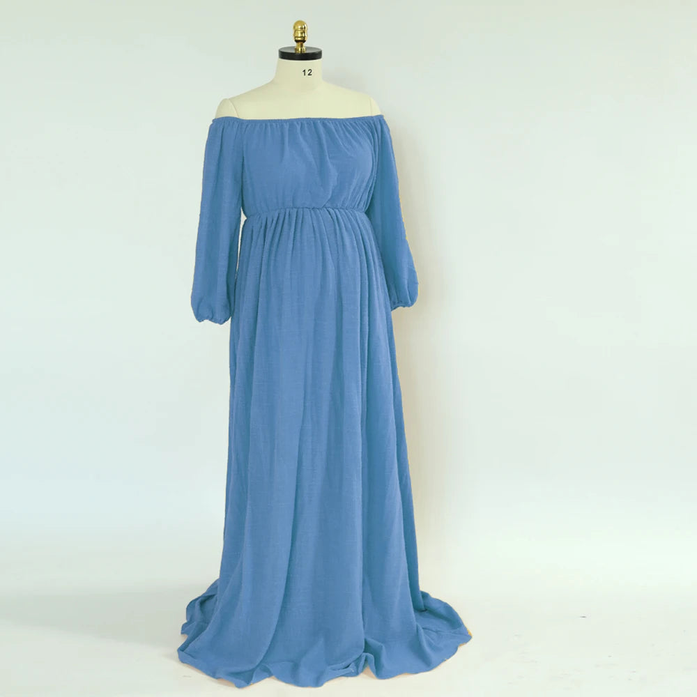 SoléLoom Dress – Boho One-Shoulder Maternity Gown