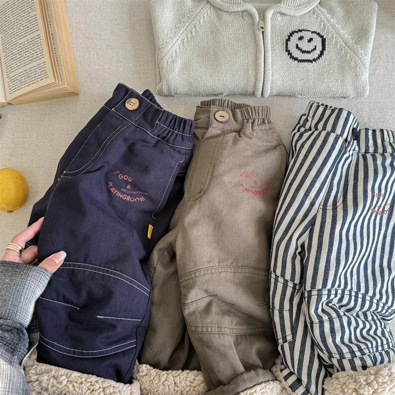 FrostFlex Joggers – Cozy Striped Fleece Pants for Littles