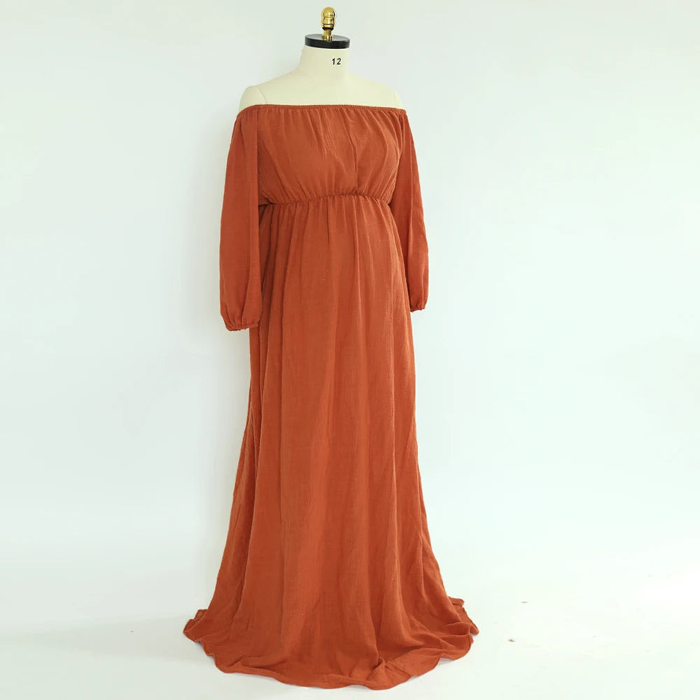 SoléLoom Dress – Boho One-Shoulder Maternity Gown