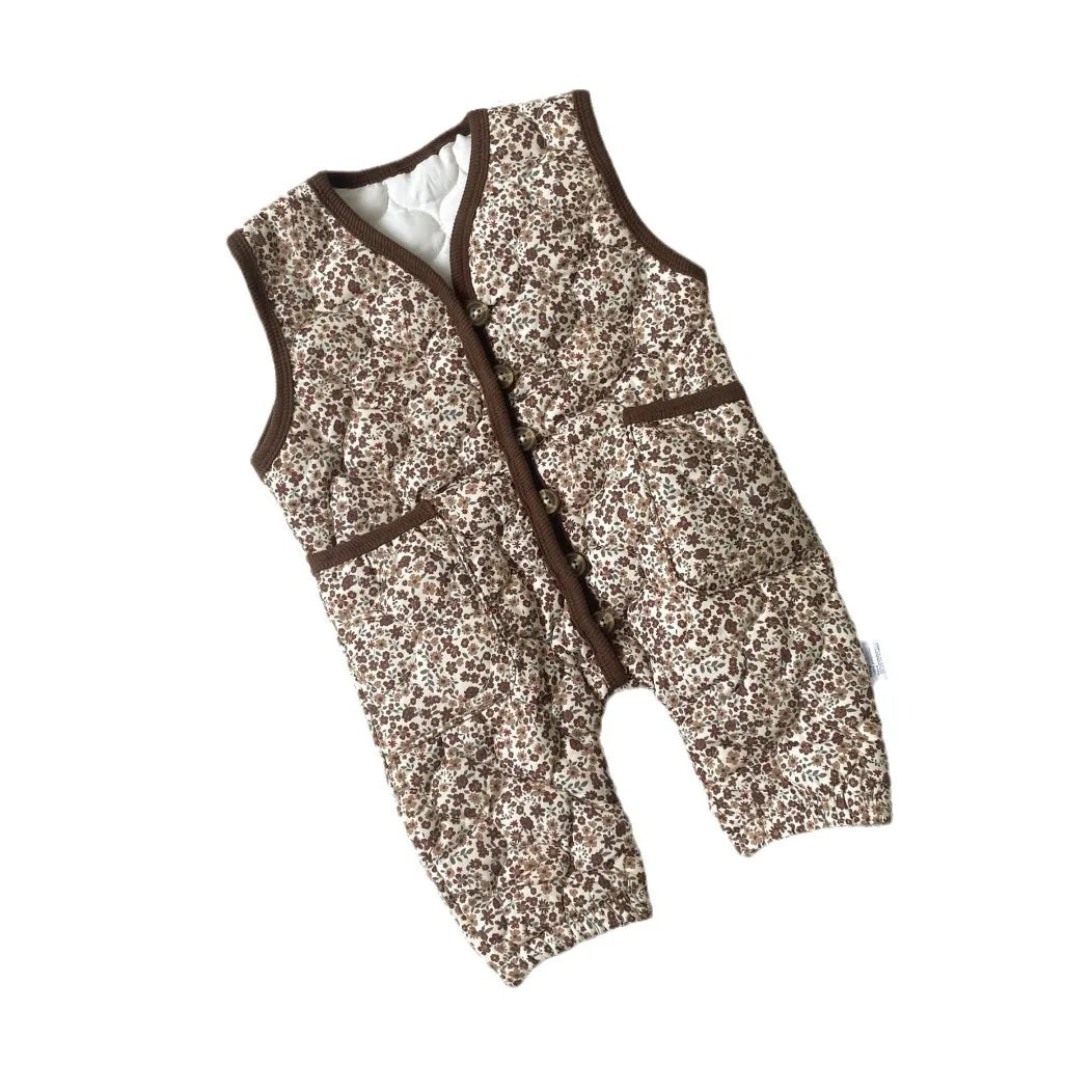 VelviPetal Romper – Sleeveless Floral Winter Jumpsuit
