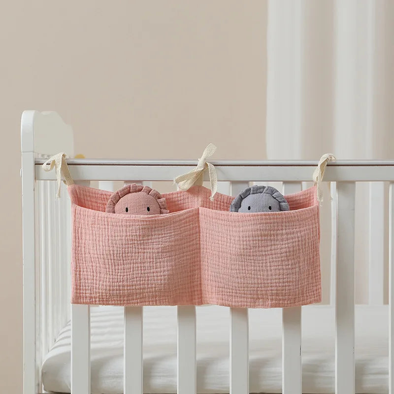 Baby Bedside Storage Bag Baby Crib Organizer Hanging Bag for Baby Multi-Purpose Newborn Bed Hanging Diaper Toy