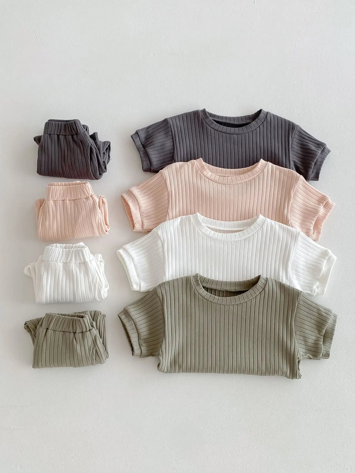 BreeziBoo – 2pc Ribbed Cotton Sleep Set for Kids