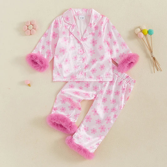Lovella – Floral Plush Pajamas for Girls
