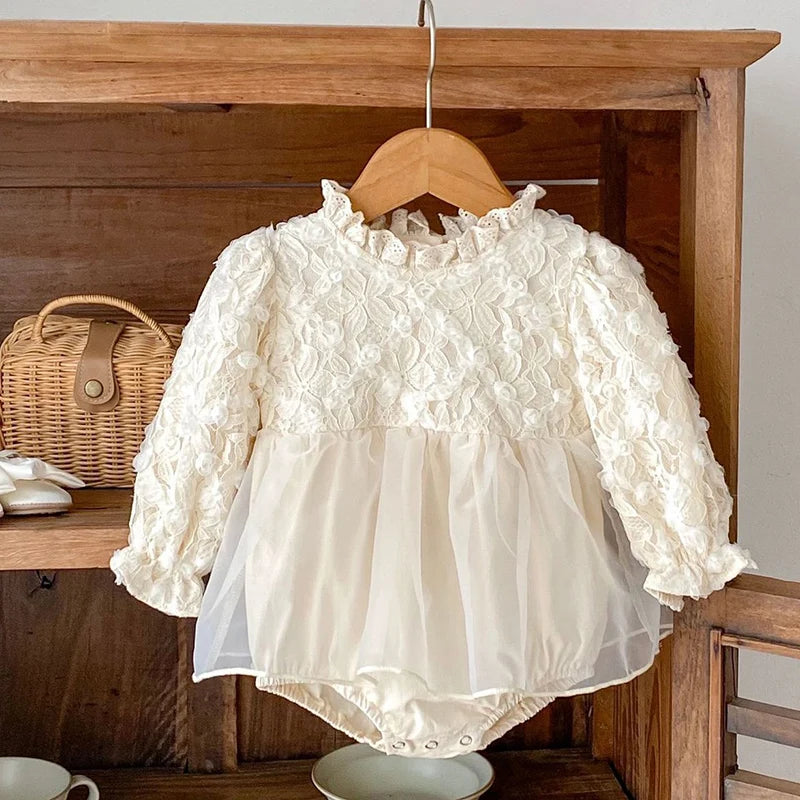 LullaMesh Romper – Soft Cotton & Mesh Baby Girl Jumpsuit