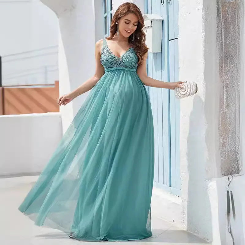 LumaRuffle– Chiffon Maternity Gown for Photoshoots