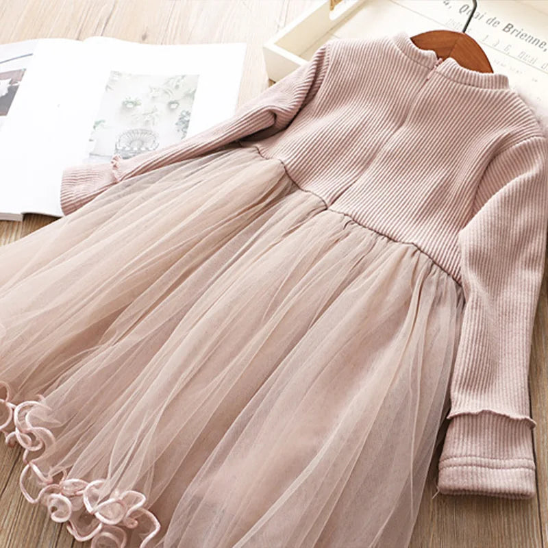 CozyLuxe Mesh – Long Sleeve Princess Dress for Girls