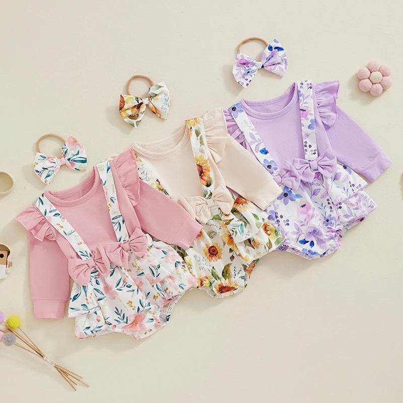 RosyNest  Set – Baby Girl Ruffle Romper & Floral Bottoms