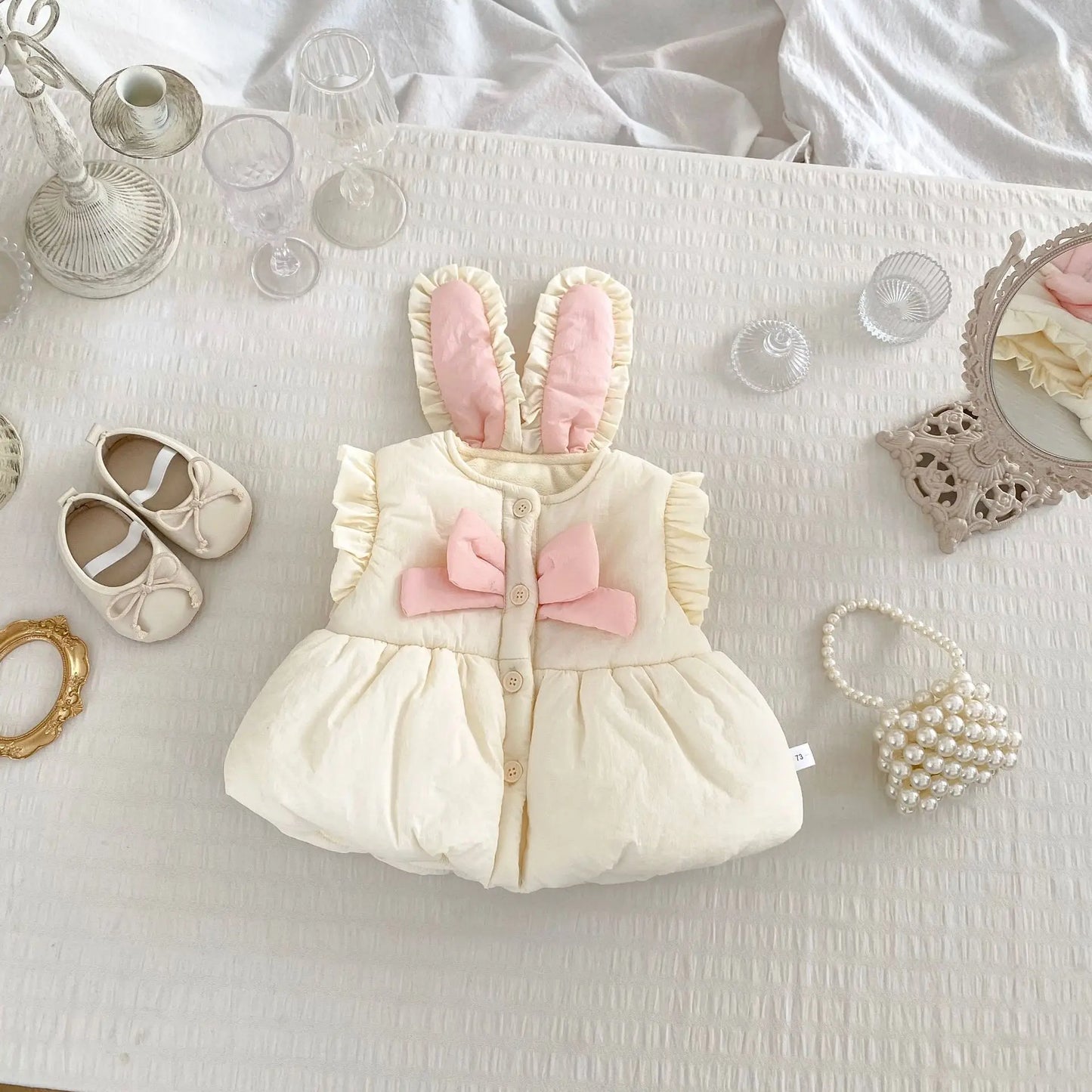 BunBunz – Velvet-Lined Bow Vest for Baby Girls