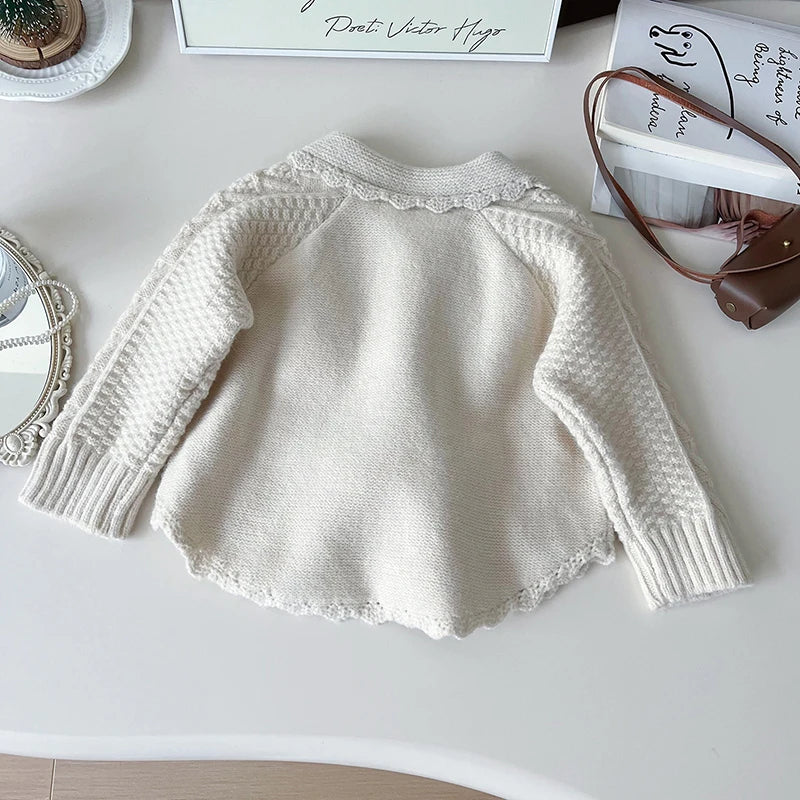 Girls Sweaters Floral Knit Cardigans Coat