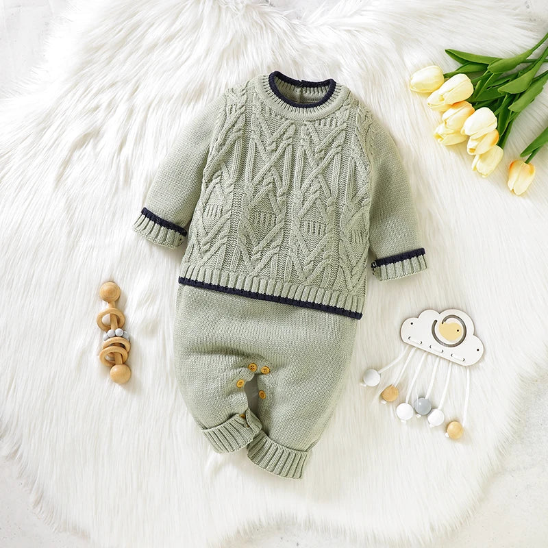 ElmHug Overalls – Soft Solid Knit Romper for Newborns & Toddlers
