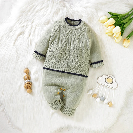 ElmHug Overalls – Soft Solid Knit Romper for Newborns & Toddlers