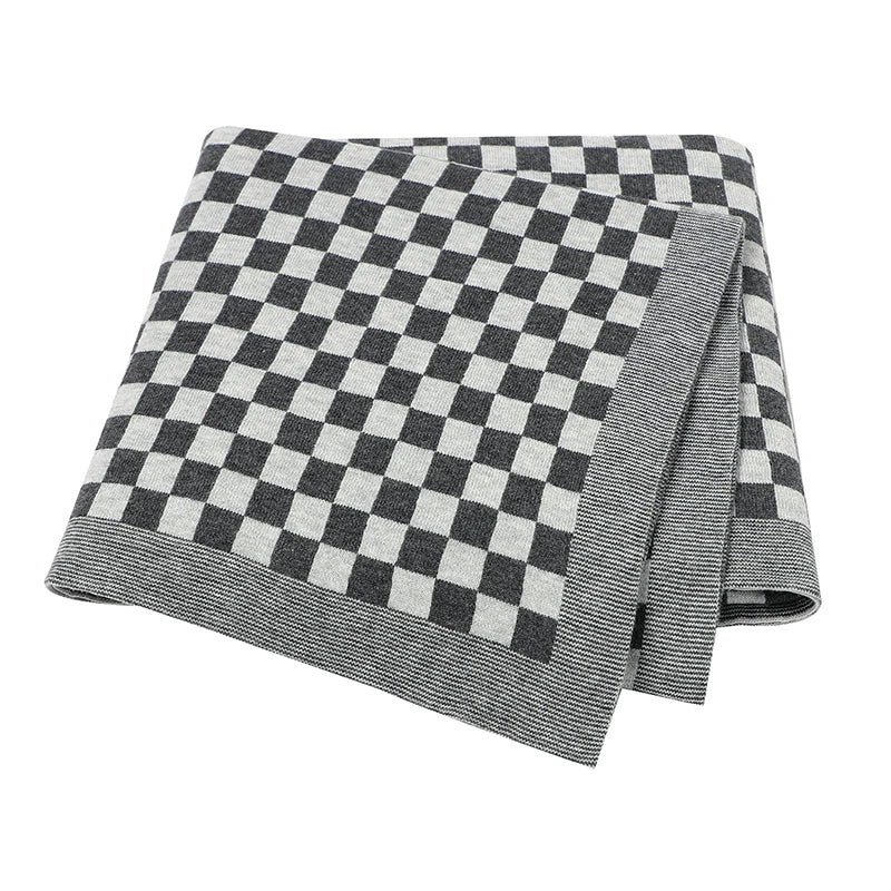 PlaidSnuggle Cotton Baby Blanket – Soft Knit Crib & Stroller Wrap