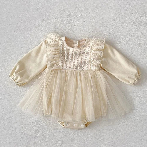 LullaMesh Romper – Soft Cotton & Mesh Baby Girl Jumpsuit