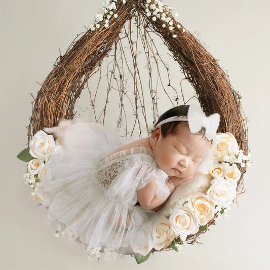 LaceBelle Set – Baby Girl Romper, Skirt & Bow for Photoshoots