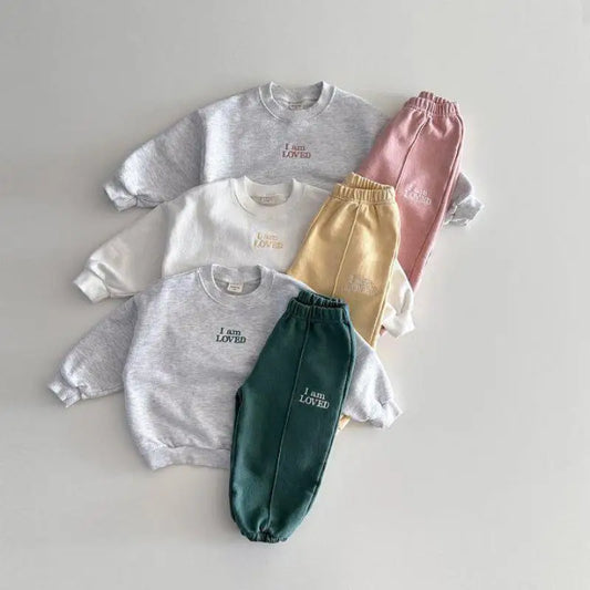 EmbroLuxe Baby Cotton Sweatshirt & Pants Set