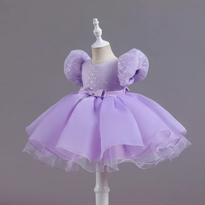 New Princess Girl Kid's Dress Sequined Lace Baby Clothes for Party Birthday White Toddler Girl Dresses