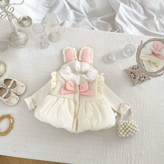 BunBunz – Velvet-Lined Bow Vest for Baby Girls