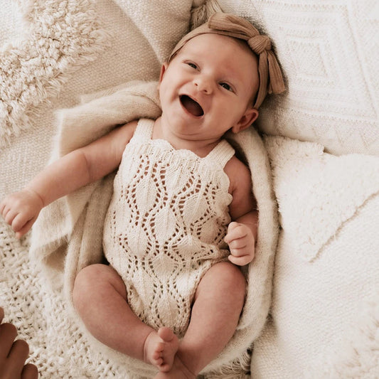 LaceNest  Romper – Cotton Knit Baby Girl Jumpsuit