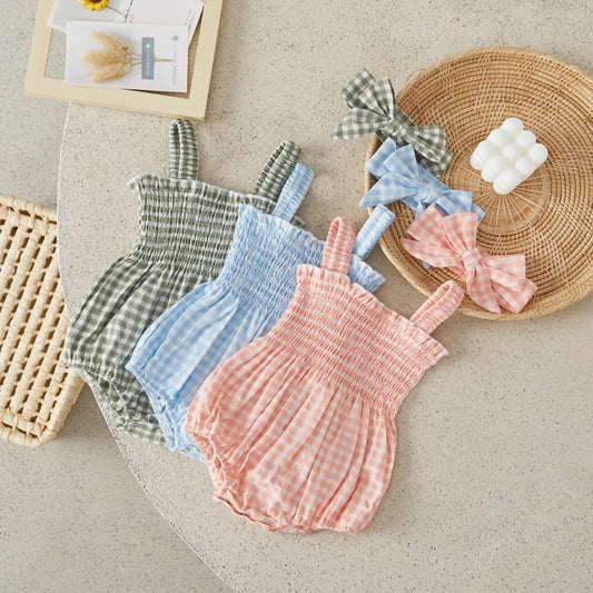 FrillJoy Set – Smocked Strap Romper + Headband