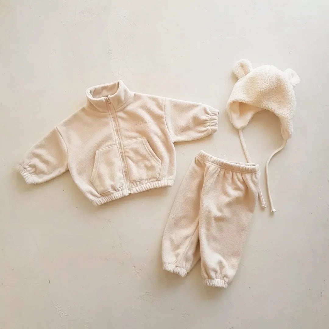 CozyBloom Turtleneck Floral Fleece Set – Warm Cotton Kids