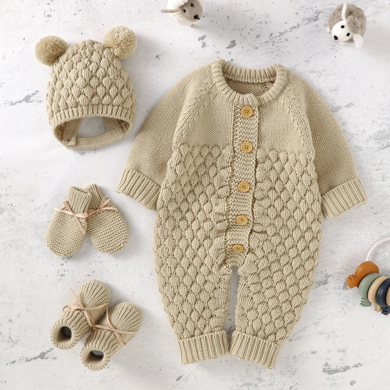 WoolieHug Ensemble – Infant Knitwear Outfit with Shoes & Gloves