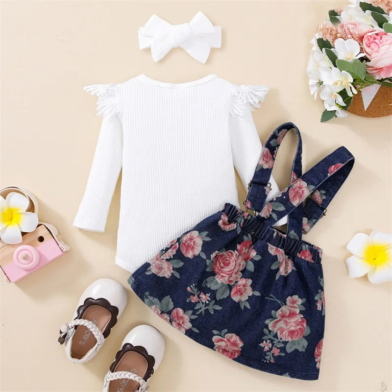 BlossiBelle Set – Ruffle Romper & Floral Skirt Combo