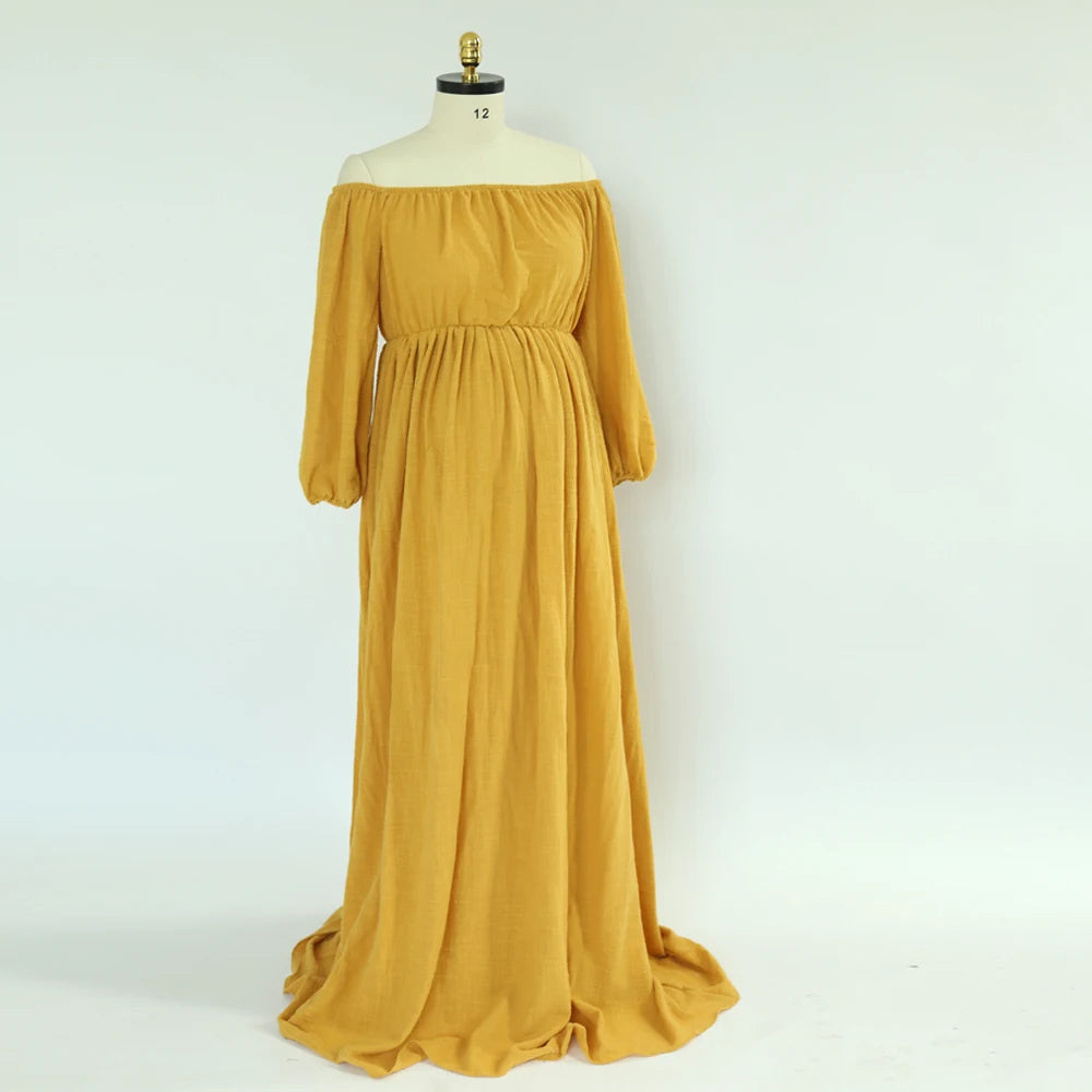 SoléLoom Dress – Boho One-Shoulder Maternity Gown