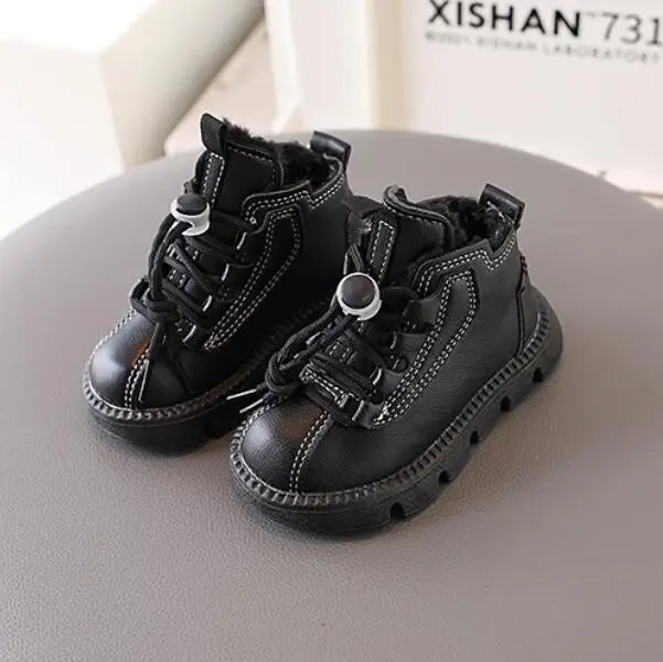 Winter Kids Snow Boots Plush Warm Thicken Boys Cotton Shoes Fashion Toddler Girl Shoes Soft Bottom Children