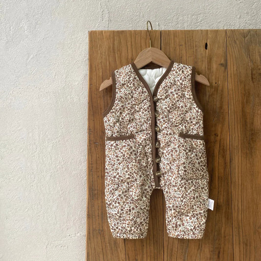 VelviPetal Romper – Sleeveless Floral Winter Jumpsuit