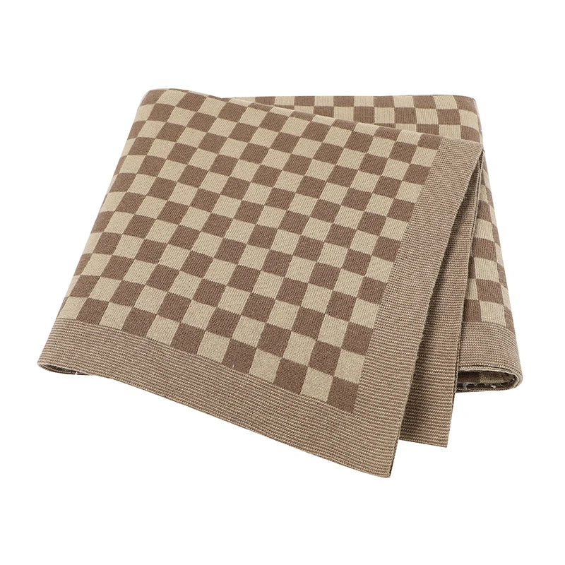 PlaidSnuggle Cotton Baby Blanket – Soft Knit Crib & Stroller Wrap