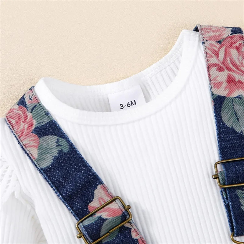 BlossiBelle Set – Ruffle Romper & Floral Skirt Combo