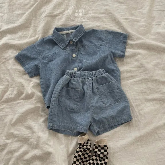 DenimEase  Kids Shirt & Shorts Set