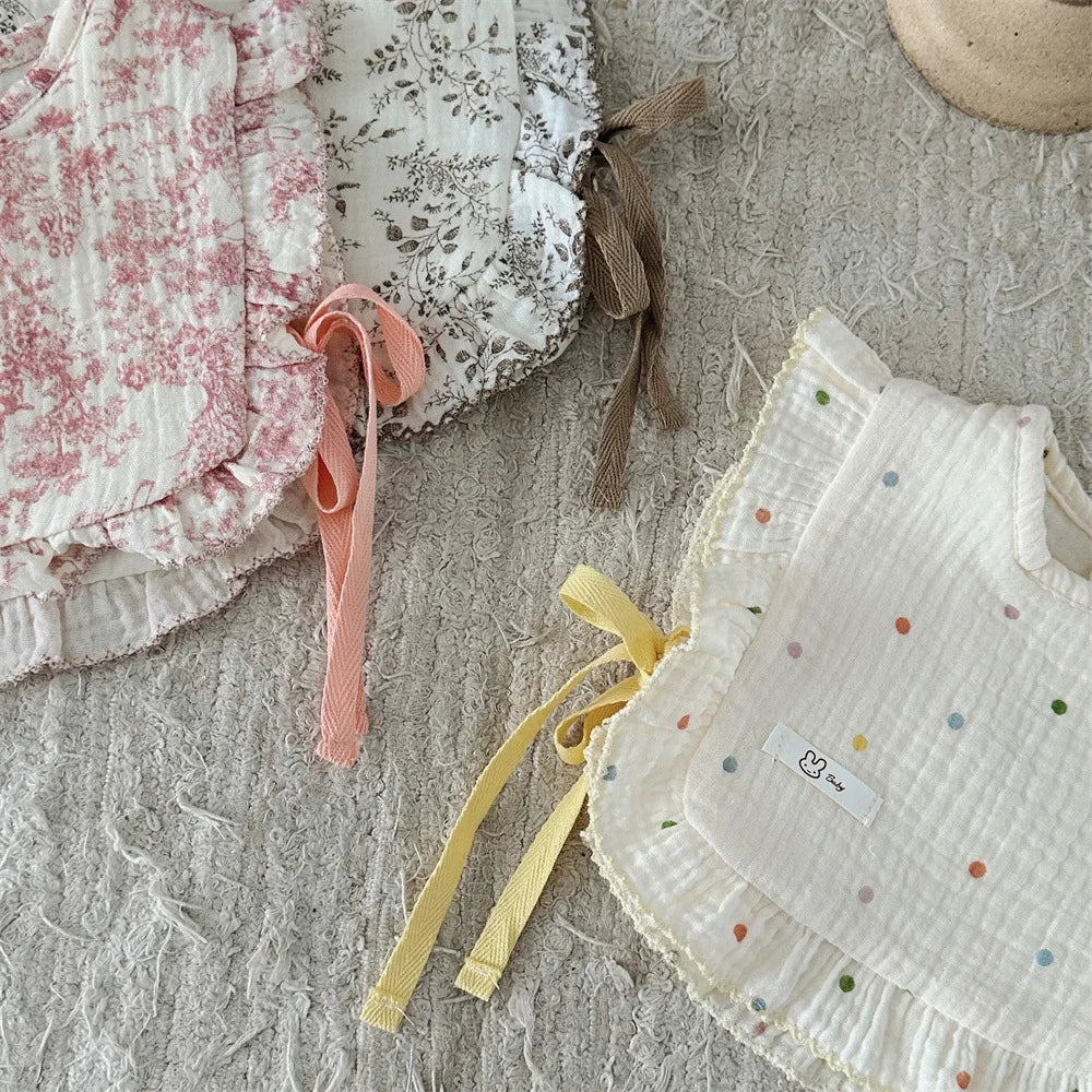 PetalBloom Bib – Ruffle Lace Cotton Burp Cloth