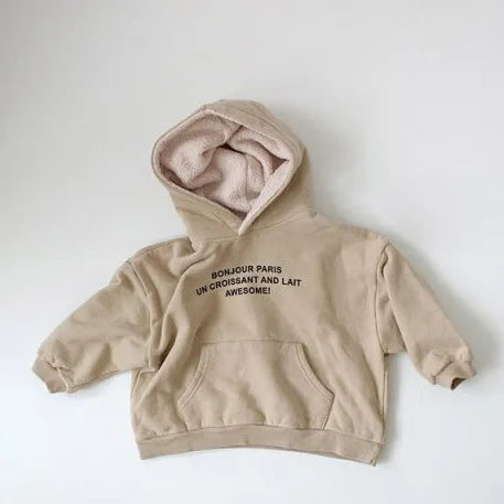WarmHug Fleece Hoodie – Letter Print Kids Sweatshirt