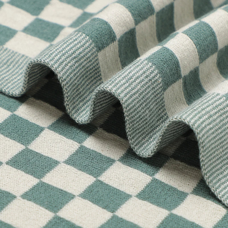 PlaidSnuggle Cotton Baby Blanket – Soft Knit Crib & Stroller Wrap