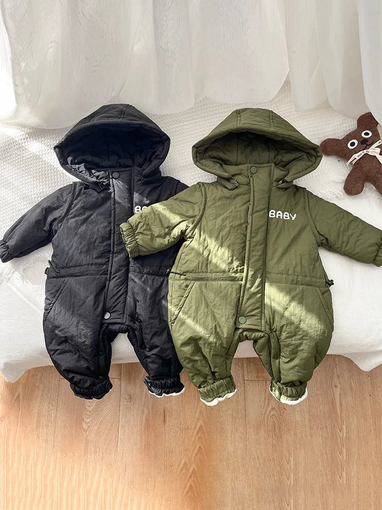 SnuggleScript  Romper – Velvet-Lined Winter Jumpsuit