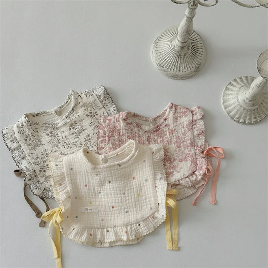 PetalBloom Bib – Ruffle Lace Cotton Burp Cloth