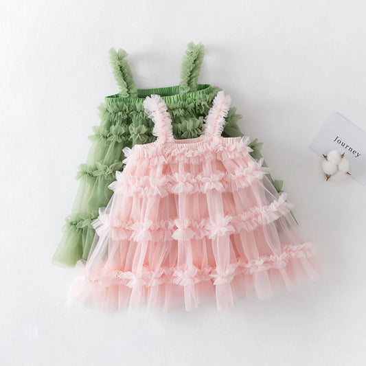 TulleMint Frock – Ruched Sleeveless Tutu Dress