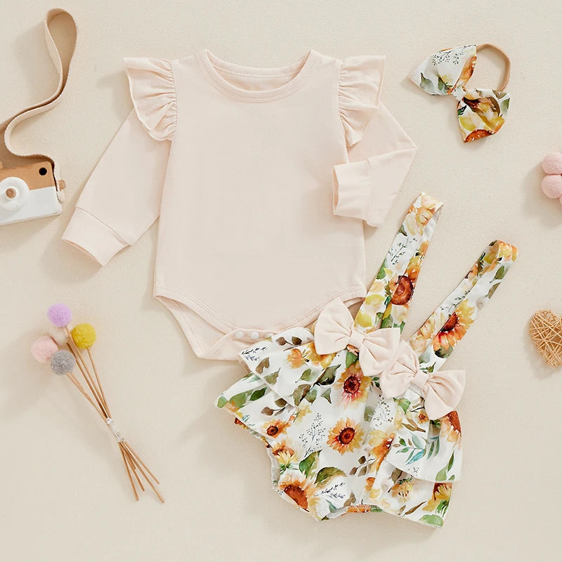 RosyNest  Set – Baby Girl Ruffle Romper & Floral Bottoms