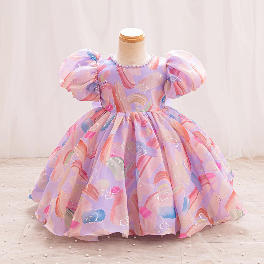 Girls Dress Kids Summer Chiffon Floral Wedding Birthday Party Dresses for First Communion Baby Casual Clothes