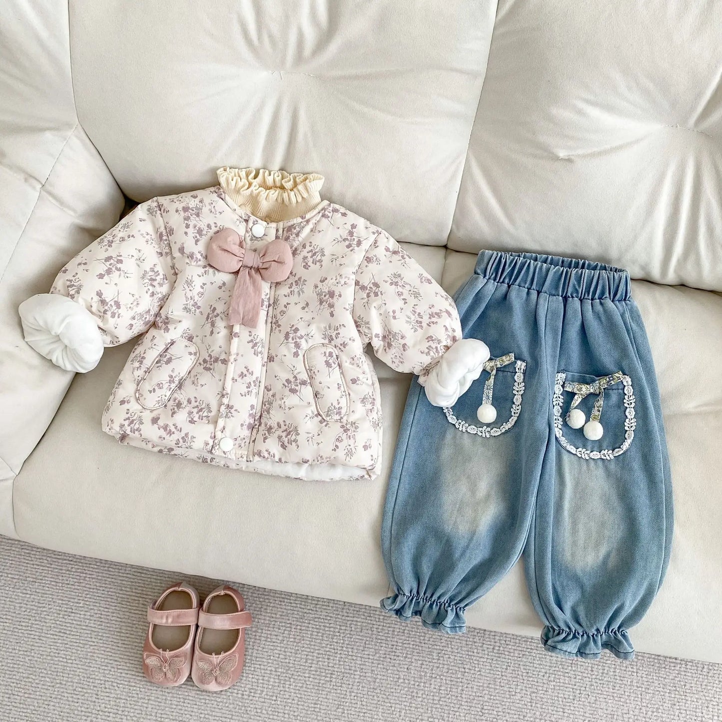 BlossiZip Coat – Floral Cotton Warm Jacket for Girls