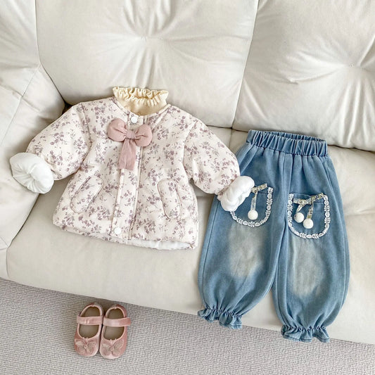 BlossiZip Coat – Floral Cotton Warm Jacket for Girls
