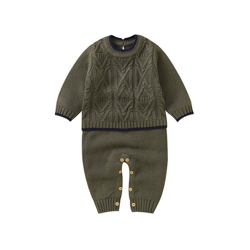 ElmHug Overalls – Soft Solid Knit Romper for Newborns & Toddlers