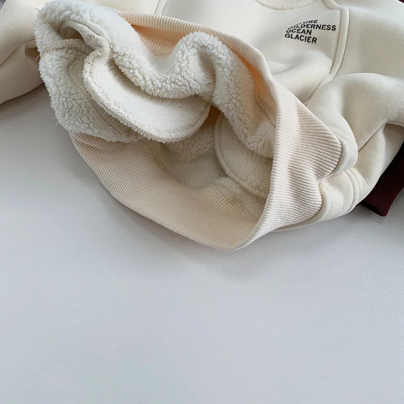 SnuggleNote Pullover – Velvet-Lined Letter Sweatshirt for Kids