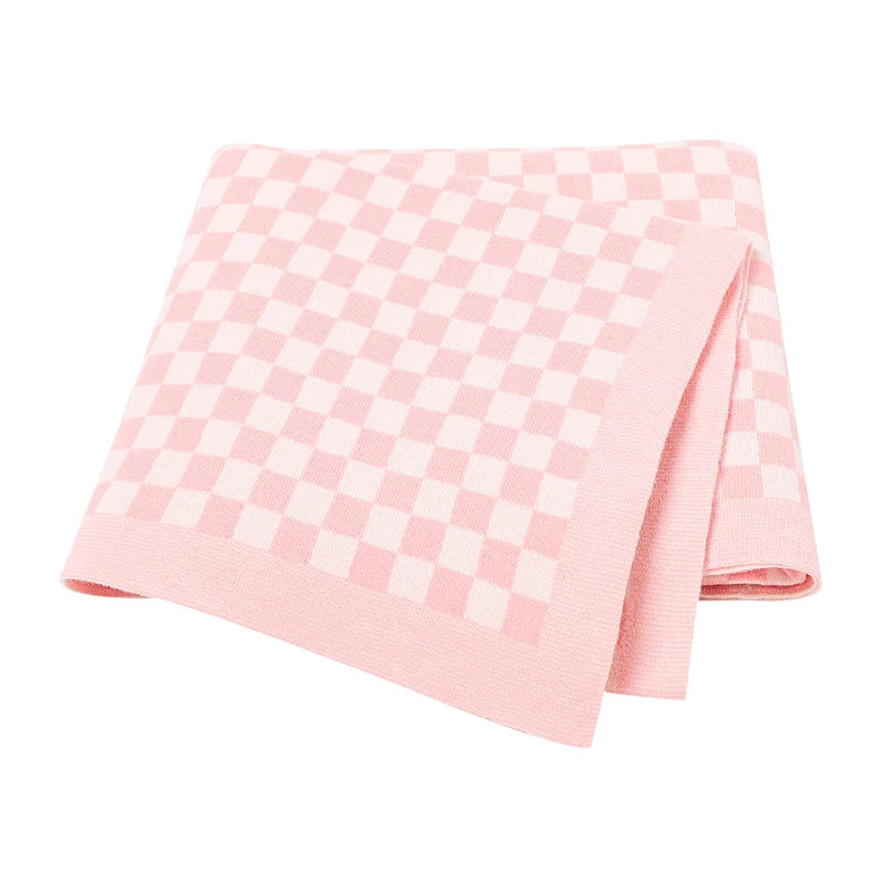 PlaidSnuggle Cotton Baby Blanket – Soft Knit Crib & Stroller Wrap